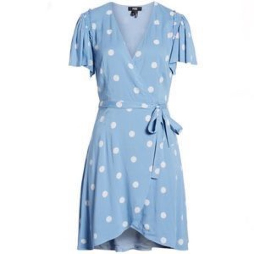 Paige Arlyn Wrap Allure/White Dolly Dot Print Design Wrap Dress Sz S